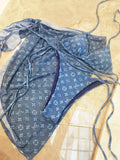 Denim LV 2-Piece Bikini W/Scarf
