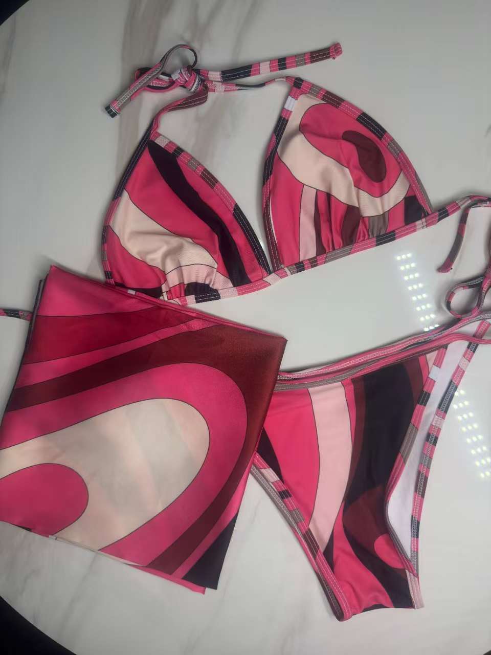Raspberry Pucci 3-Piece Bikini