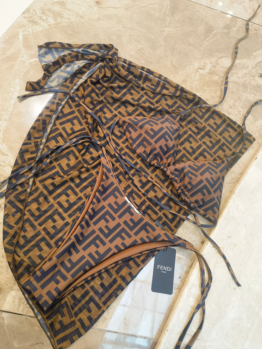 Original Fendi 2-Piece Bikini W/Scarf